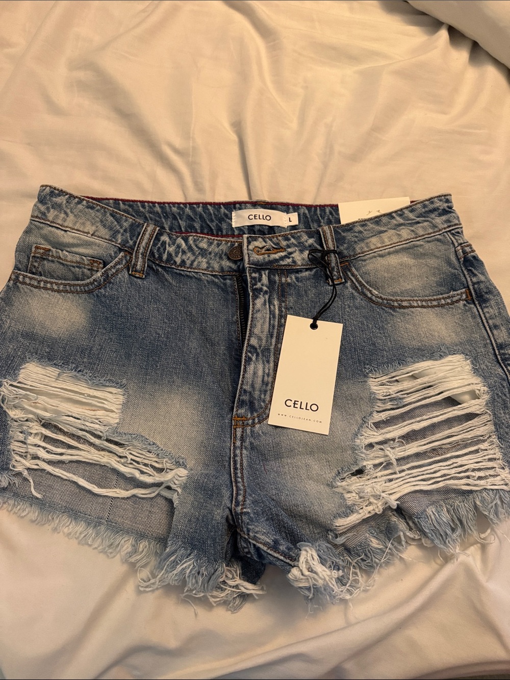 CELLO Light Blue Distressed Denim Cutoff Shorts